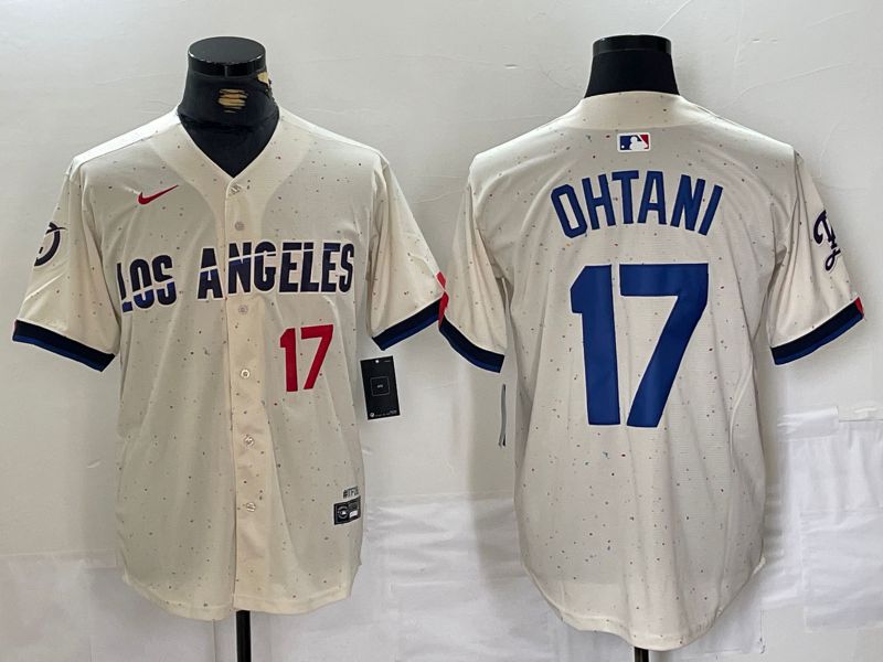 Men Los Angeles Dodgers #17 Ohtani Cream Fashion Nike Game MLB Jersey style 68->los angeles dodgers->MLB Jersey